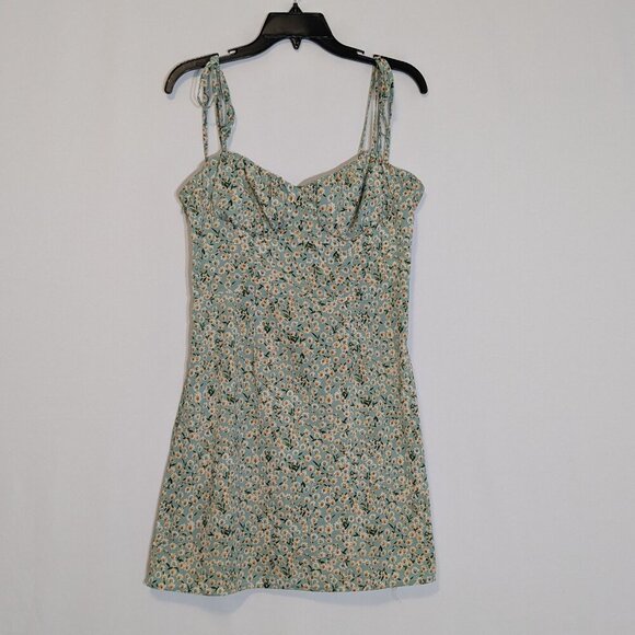 SHEIN Sage Green Floral Spaghetti Strap Mini Tank Dress; Size S - Picture 1 of 5